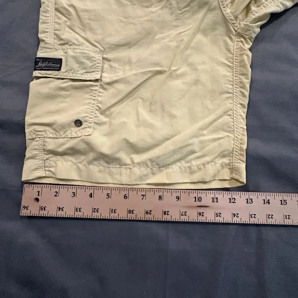 Vintage 90s Polo Ralph Lauren Board Shorts Mens L Yellow Swim Trunks Drawstring